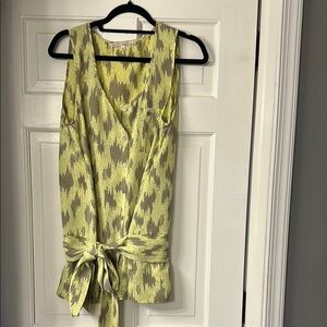 RACHEL Rachel Roy Yellow Gray Tie Front Sleeveless Tank Top